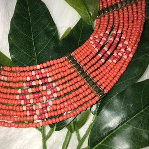Multi strand beaded boho tribal statement necklace